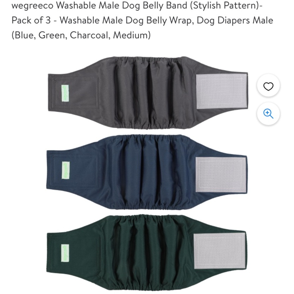 Wegreeco Washable Male Dog Belly Band aPack of 3 - Washable Male Dog Belly Wrap